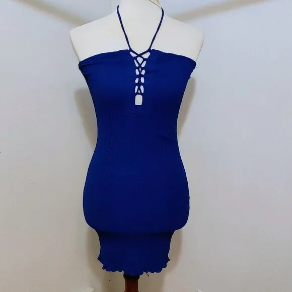 Blue Blush Dresses | Blue Blush Blue Halter Mini Dress S | Color: Blue | Size: S | Alexquatermaine's Closet